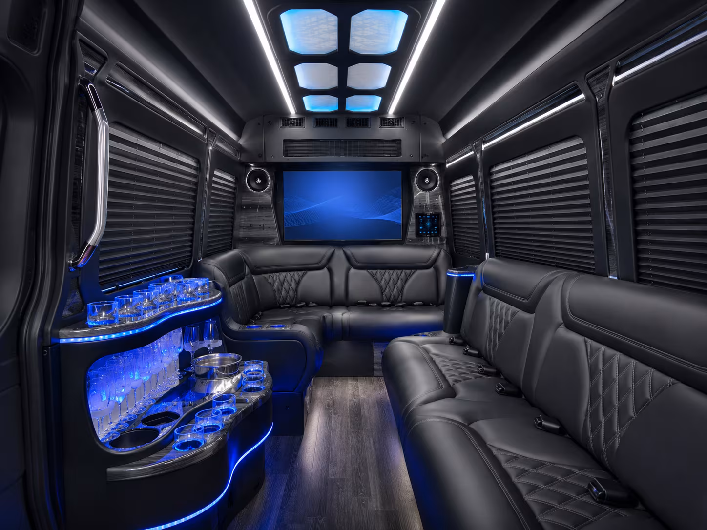 erie 25 passenger party bus inside
