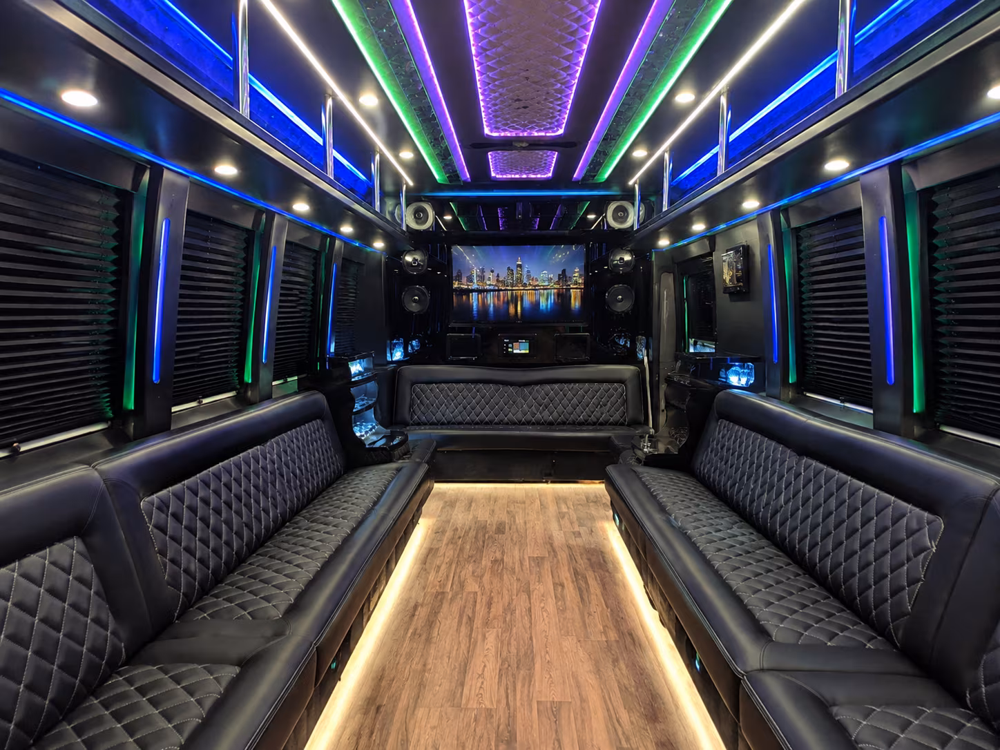 erie 25 passenger party bus interior