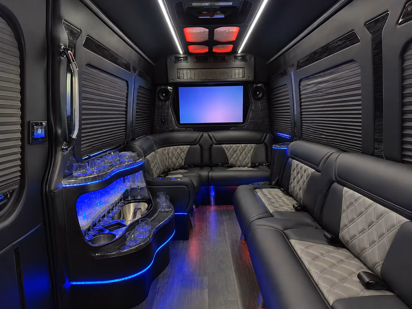 erie 40 passenger party bus interior